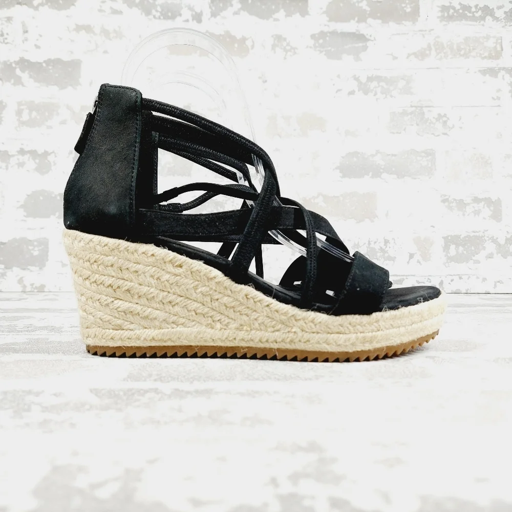 New Eileen Fisher Wanda Black Suede Espadrille W1063